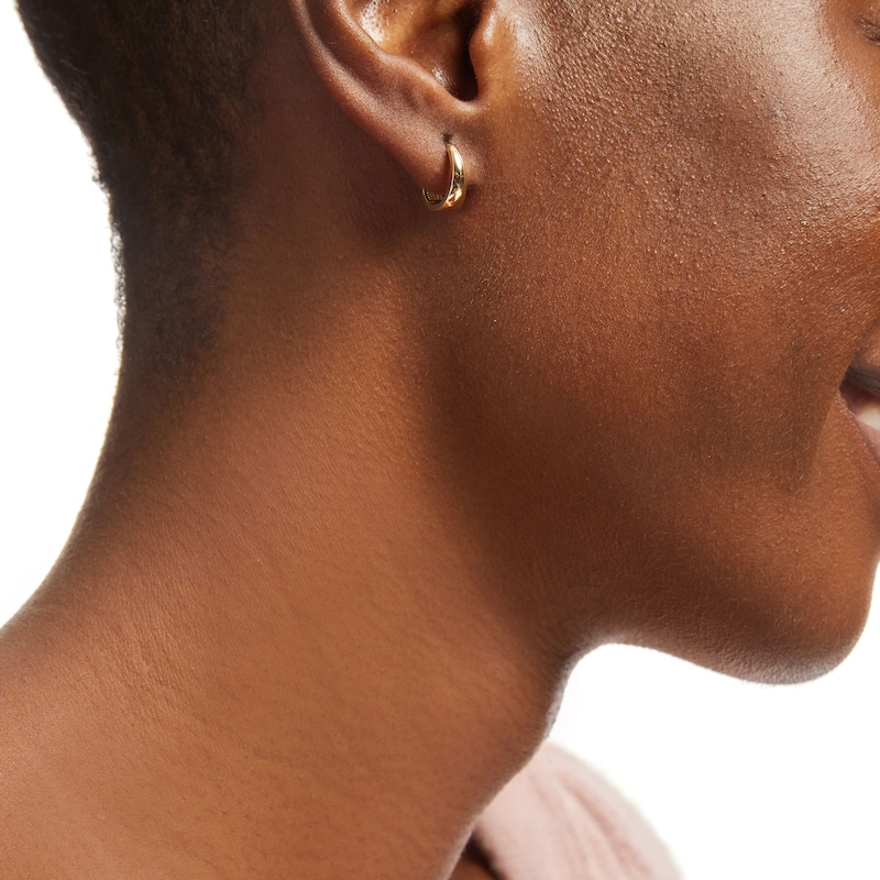 Main Image 2 of 12.8mm Tapered Huggie Hoop Earrings in 10K Gold