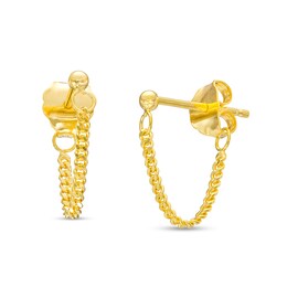 Curb Chain Front/Back Earrings in 10K Gold