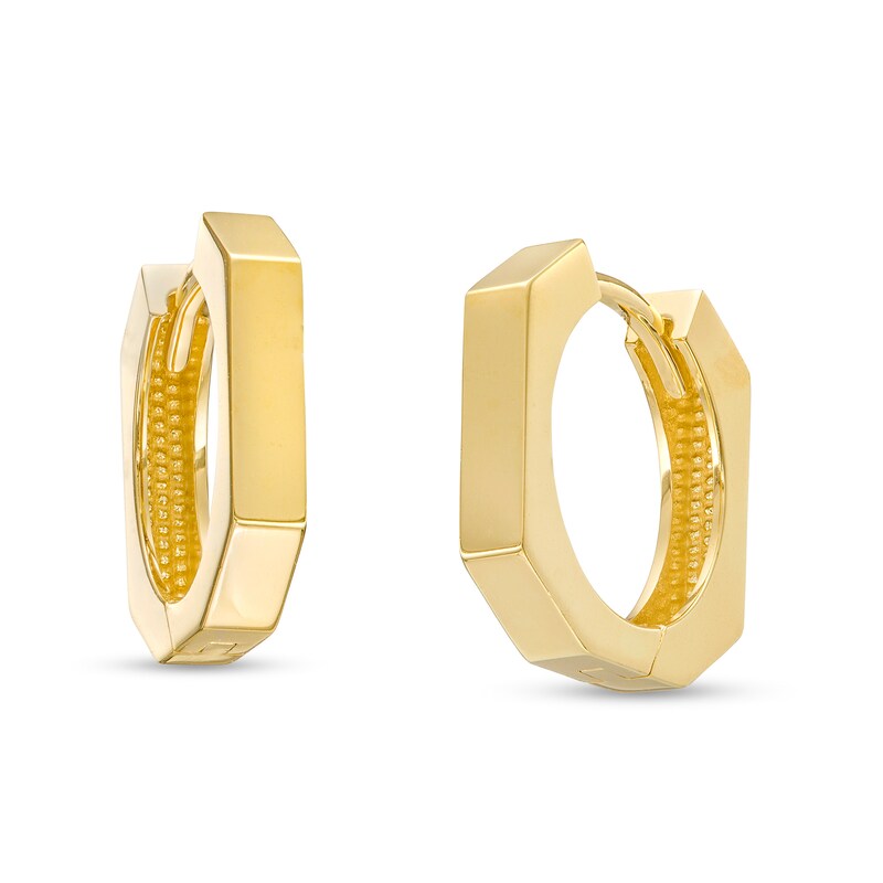 12.2mm Heptagon-Shaped Huggie Hoop Earrings in 10K Gold