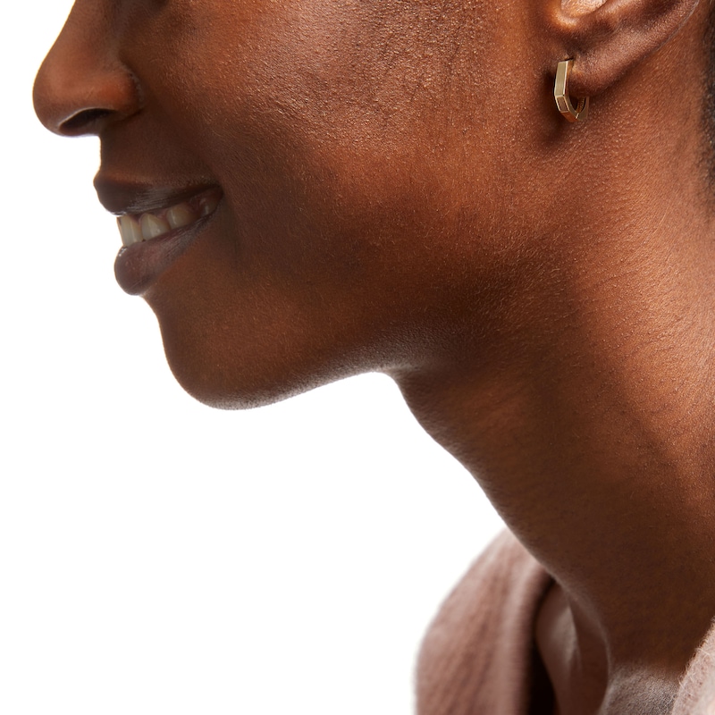 Main Image 2 of 12.2mm Heptagon-Shaped Huggie Hoop Earrings in 10K Gold
