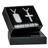 Thumbnail Image 0 of Men's Diamond Accent Solitaire Dog Tag, Cross Pendant and Link Bracelet Set in Stainless Steel and Black Ion-Plate – 24"