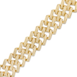 Men's 2.25 CT. T.W. Diamond Double Curb Chain Bracelet in 10K Gold – 8.5&quot;