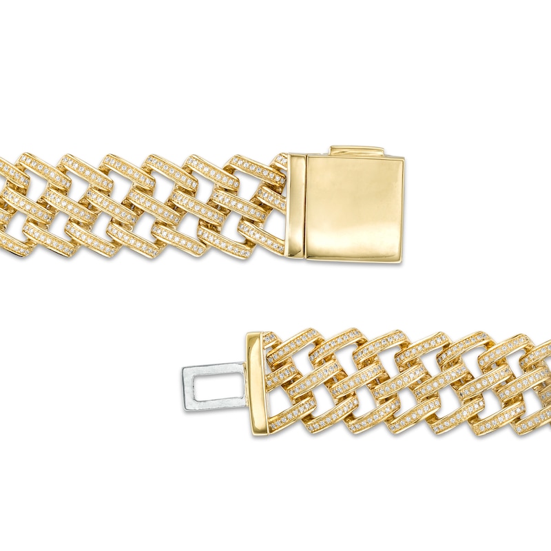 Men's 2.25 CT. T.W. Diamond Double Curb Chain Bracelet in 10K Gold – 8.5"