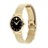 Thumbnail Image 1 of Ladies' Movado Museum Classic 0.04 CT. T.W. Diamond Gold-Tone IP Mesh Watch with Black Dial (Model: 0607628)