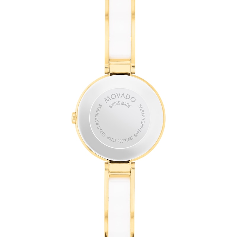 Main Image 3 of Ladies' Movado Moda Two-Tone PVD Ceramic Bangle Watch with White Dial (Model: 0607715)