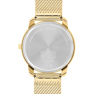 Men's Movado Bold® Thin Crystal Accent Gold-Tone IP Mesh Watch with Gold-Tone Dial (Model: 3600903)