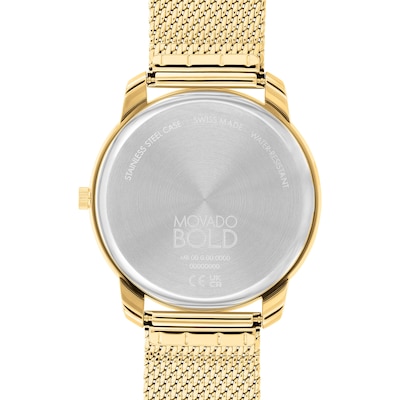 Men's Movado Bold® Thin Crystal Accent Gold-Tone IP Mesh Watch with Gold-Tone Dial (Model: 3600903)