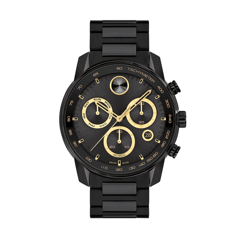 Men's Movado Bold® Verso Black IP Chronograph Watch with Black Dial (Model: 3600906)|Peoples Jewellers