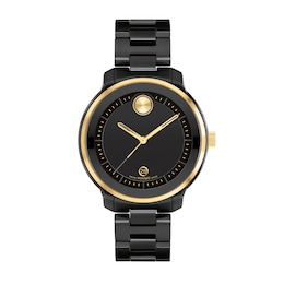 Ladies' Movado Bold® Verso Gold-Tone IP and Black Ceramic Watch with Black Dial (Model: 3600936)