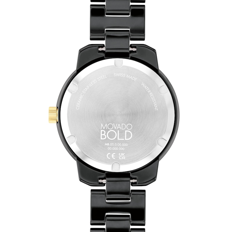 Main Image 3 of Ladies' Movado Bold® Verso Gold-Tone IP and Black Ceramic Watch with Black Dial (Model: 3600936)