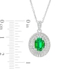 Oval Lab-Created Emerald and White Lab-Created Sapphire Triple Frame Pendant in Sterling Silver