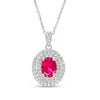 Thumbnail Image 1 of Oval Lab-Created Ruby and White Lab-Created Sapphire Triple Frame Pendant in Sterling Silver