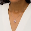 Thumbnail Image 1 of Oval Lab-Created Ruby and White Lab-Created Sapphire Triple Frame Pendant in Sterling Silver