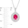 Thumbnail Image 3 of Oval Lab-Created Ruby and White Lab-Created Sapphire Triple Frame Pendant in Sterling Silver