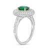 Thumbnail Image 3 of Oval Lab-Created Emerald and White Lab-Created Sapphire Stacked Multi-Row Frame Ring in Sterling Silver