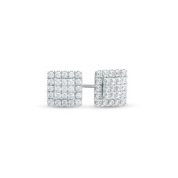 Men's 0.45 CT. T.W. Square-Shaped Multi-Diamond Frame Raised Stud Earrings in 10K White Gold