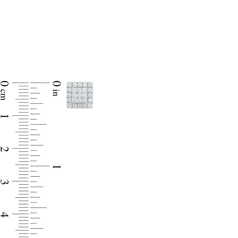 Men's 0.45 CT. T.W. Square-Shaped Multi-Diamond Frame Raised Stud Earrings in 10K White Gold