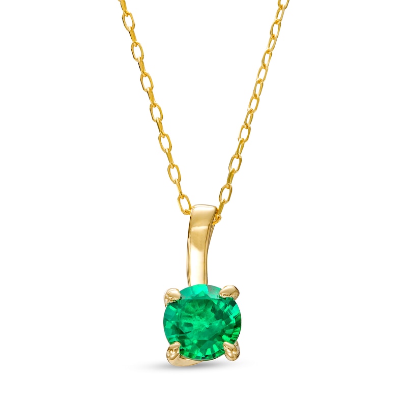 6.0mm Lab-Created Emerald Solitaire Drop Pendant in 10K Gold | Peoples ...