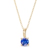 Thumbnail Image 1 of 6.0mm Blue Lab-Created Sapphire Solitaire Drop Pendant in 10K Gold