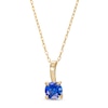 Thumbnail Image 0 of 6.0mm Blue Lab-Created Sapphire Solitaire Drop Pendant in 10K Gold