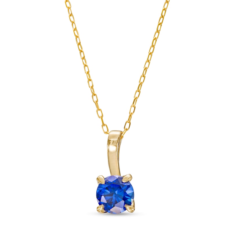 6.0mm Blue Lab-Created Sapphire Solitaire Drop Pendant in 10K Gold