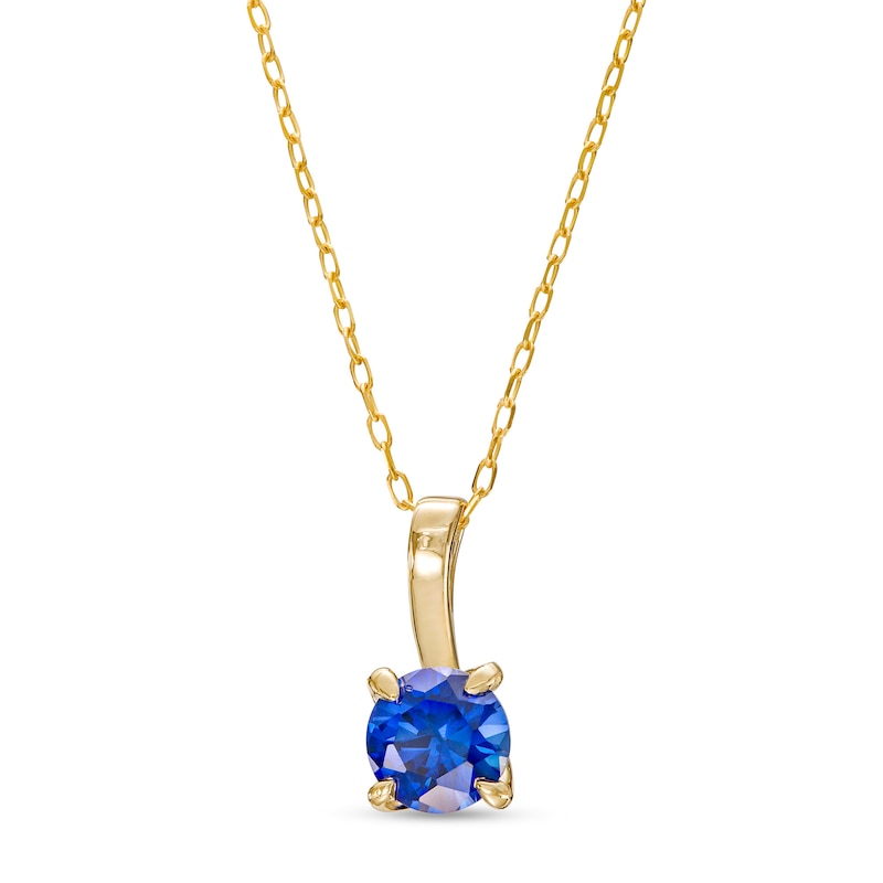 6.0mm Blue Lab-Created Sapphire Solitaire Drop Pendant in 10K Gold|Peoples Jewellers