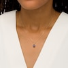 Thumbnail Image 2 of 6.0mm Blue Lab-Created Sapphire Solitaire Drop Pendant in 10K Gold