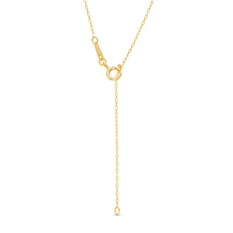 Main Image 3 of 6.0mm Blue Lab-Created Sapphire Solitaire Drop Pendant in 10K Gold