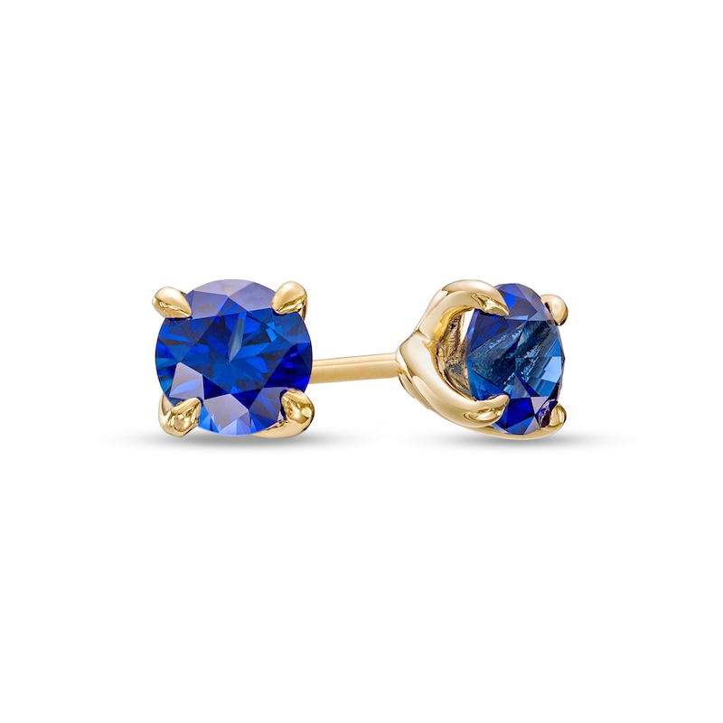 5.0mm Blue Lab-Created Sapphire Solitaire Stud Earrings in 10K Gold|Peoples Jewellers