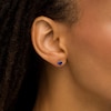 Thumbnail Image 2 of 5.0mm Blue Lab-Created Sapphire Solitaire Stud Earrings in 10K Gold