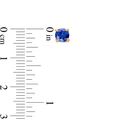 5.0mm Blue Lab-Created Sapphire Solitaire Stud Earrings in 10K Gold