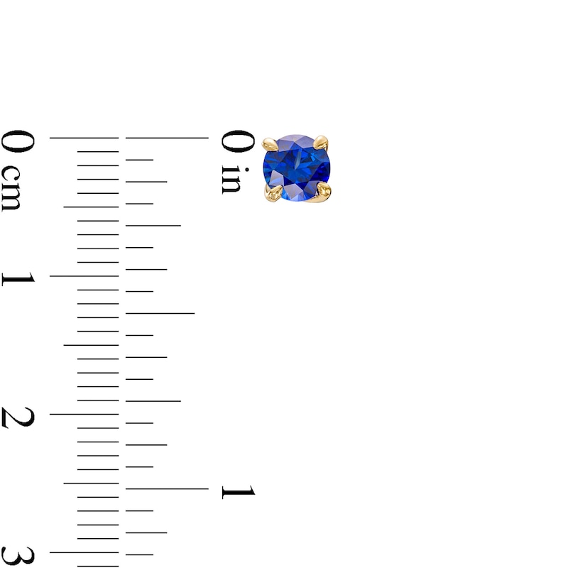 Main Image 3 of 5.0mm Blue Lab-Created Sapphire Solitaire Stud Earrings in 10K Gold