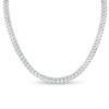 4.0mm White Lab-Created Sapphire with Stacked Duo Choker Necklace in Sterling Silver – 16"