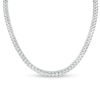 Thumbnail Image 1 of 4.0mm White Lab-Created Sapphire with Stacked Duo Choker Necklace in Sterling Silver – 16"