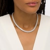 4.0mm White Lab-Created Sapphire with Stacked Duo Choker Necklace in Sterling Silver – 16"