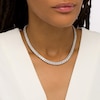 Thumbnail Image 2 of 4.0mm White Lab-Created Sapphire with Stacked Duo Choker Necklace in Sterling Silver – 16"