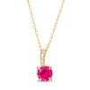 Thumbnail Image 1 of 6.0mm Lab-Created Ruby Solitaire Drop Pendant in 10K Gold