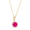 Thumbnail Image 0 of 6.0mm Lab-Created Ruby Solitaire Drop Pendant in 10K Gold