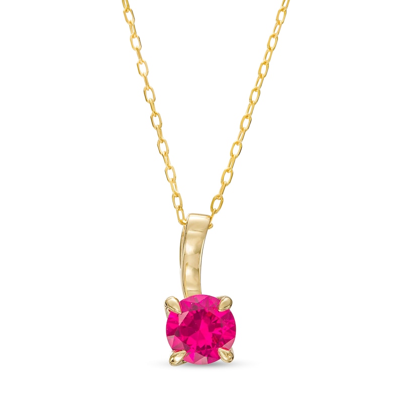 6.0mm Lab-Created Ruby Solitaire Drop Pendant in 10K Gold