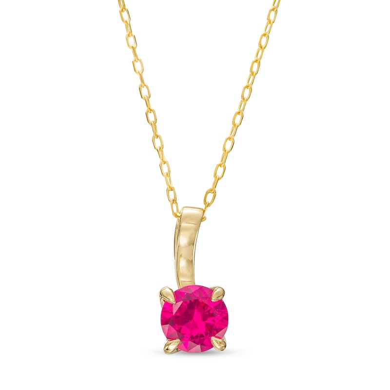 6.0mm Lab-Created Ruby Solitaire Drop Pendant in 10K Gold|Peoples Jewellers