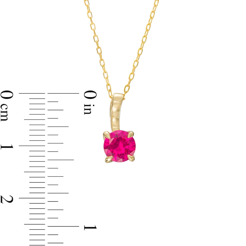 Main Image 4 of 6.0mm Lab-Created Ruby Solitaire Drop Pendant in 10K Gold