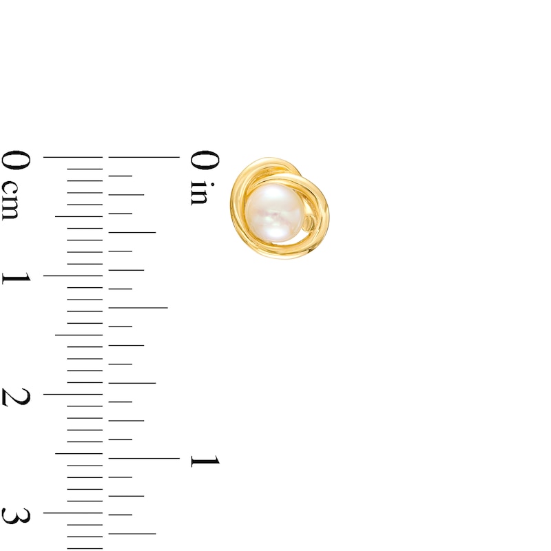 Main Image 4 of Freshwater Cultured Pearl Love Knot Necklace and Stud Earrings Set in 10K Gold