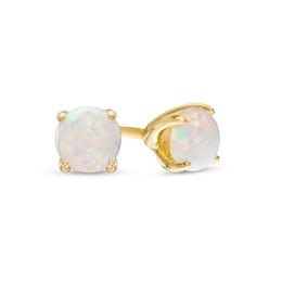 5.0mm Lab-Created Opal Solitaire Stud Earrings in 10K Gold