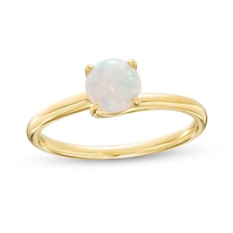6.0mm Lab-Created Opal Solitaire Bypass Ring in 10K Gold