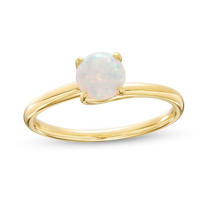 6.0mm Lab-Created Opal Solitaire Bypass Ring in 10K Gold