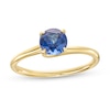 Thumbnail Image 0 of 6.0mm Blue Lab-Created Sapphire Solitaire Bypass Ring in 10K Gold