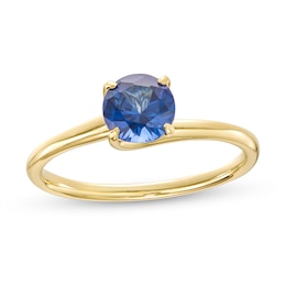 6.0mm Blue Lab-Created Sapphire Solitaire Bypass Ring in 10K Gold