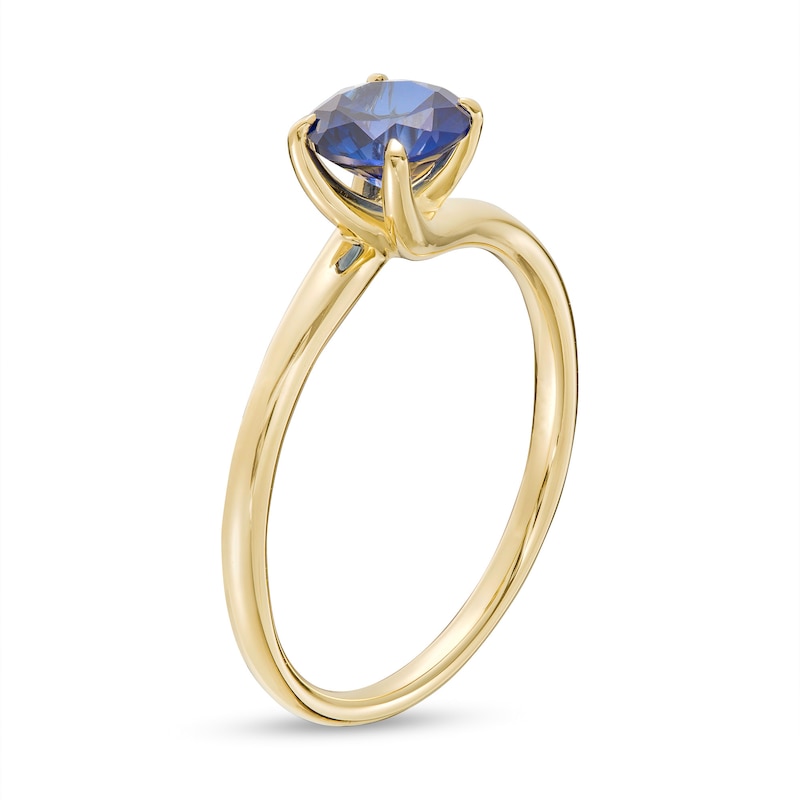6.0mm Blue Lab-Created Sapphire Solitaire Bypass Ring in 10K Gold