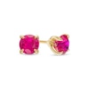 Thumbnail Image 1 of 5.0mm Lab-Created Ruby Solitaire Stud Earrings in 10K Gold
