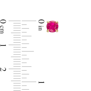 5.0mm Lab-Created Ruby Solitaire Stud Earrings in 10K Gold